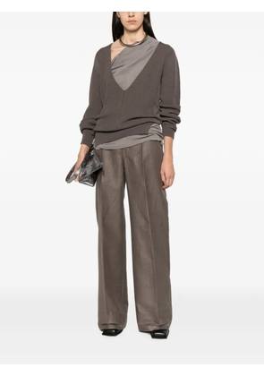Rick Owens V-neck ribbed-knit sweater - Grey