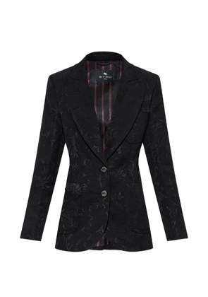 ETRO floral-jacquard single-vent blazer - Black
