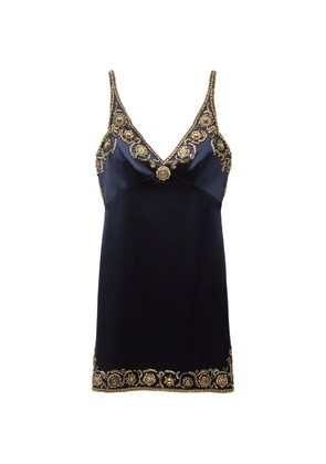 Versace embroidered silk cady satin mini dress - Black