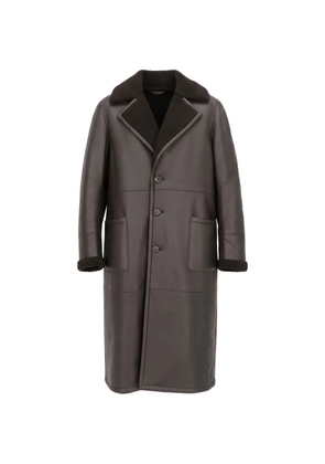 Isaia shearling-collar single-breasted coat - Black