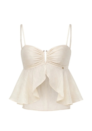 NISSA ruffled lyocell crop top - Neutrals
