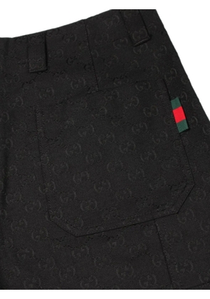 Gucci Pre-Owned logo pattern denim shorts - Black