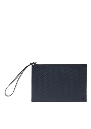 Lancel mini Leon monogram-embossed leather iPad clutch bag - Blue