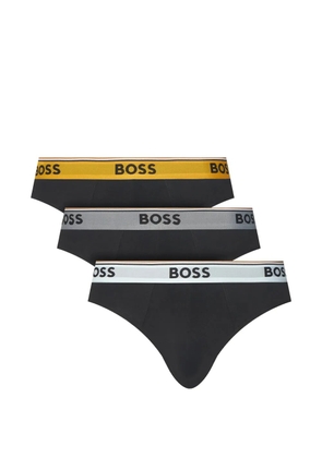 BOSS three-pack of logo-waistband briefs in stretch cotton - Black