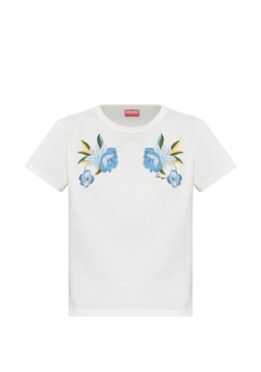 Kenzo floral-embroidered T-shirt - White