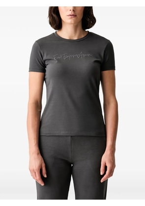 Ea7 Emporio Armani rhinestone-embellished logo-print T-shirt - Grey