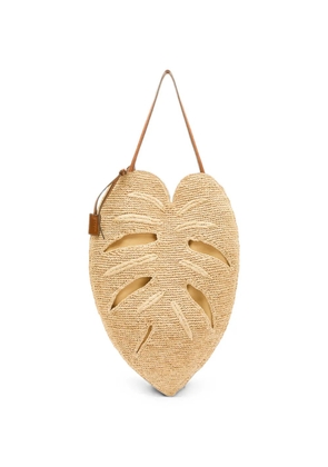 STAUD large Palm leaf-shaped woven tote bag - Neutrals