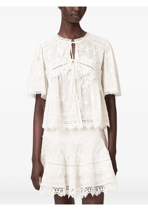AllSaints Lillith embroidered short-sleeve top - White