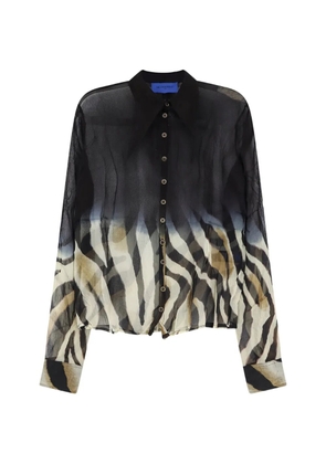 Mes Demoiselles zebra-print pointed-collar shirt - Black