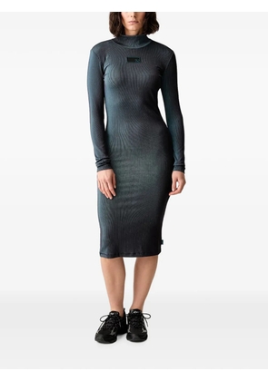 Ea7 Emporio Armani ribbed logo-patch midi dress - Blue
