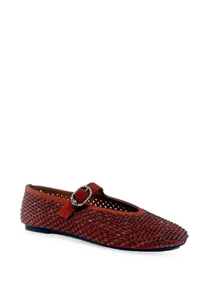 Kurt Geiger London Mayfair crystal-embellished buckle-fastening ballet flats - Red