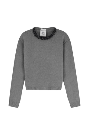Semicouture bead-embellished round-neck sweater - Grey