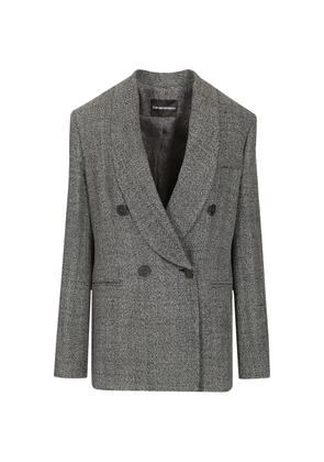 Emporio Armani double-breasted blazer in mouliné fabric signature capsule - Grey