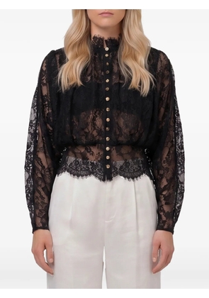 Self-Portrait black lace high neck blouse