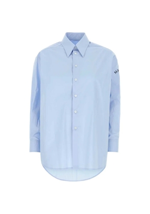 MM6 Maison Margiela poplin logo-print shirt - Blue