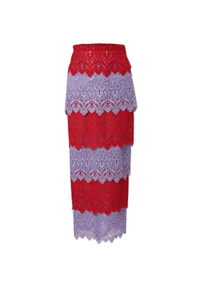 Carolina Herrera lace-trim midi pencil skirt - Red