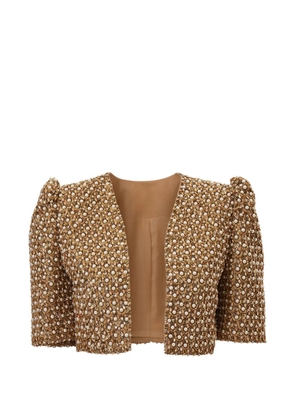 Carolina Herrera faux-pearl embellished cropped jacket - Gold