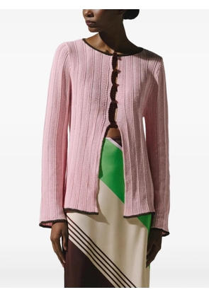 Baobab Corsica resin-embellished bell-sleeve top - Pink