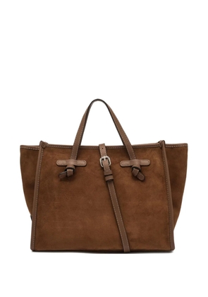 GIANNI CHIARINI knotted buckle suede tote bag - Brown