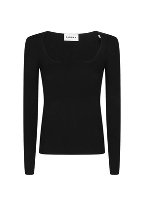 P.A.R.O.S.H. ribbed-knit scoop-neck long-sleeve wool T-shirt - Black