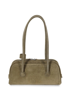 Marge Sherwood suede logo-embossed shoulder bag - Brown