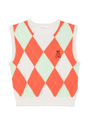 Patrizia Pepe argyle-knit wool sweater vest - Neutrals