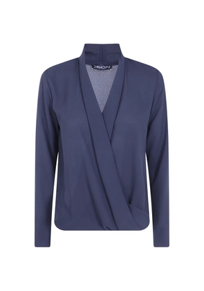 DRHOPE wrap-style long-sleeve blouse - Blue