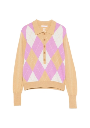 Patrizia Pepe argyle-pattern wool polo-shirt - Neutrals
