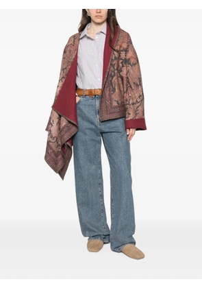 Pierre-Louis Mascia floral-print asymmetric-hem cape - Brown
