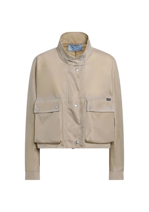 Prada high-neck cropped jacket - Neutrals