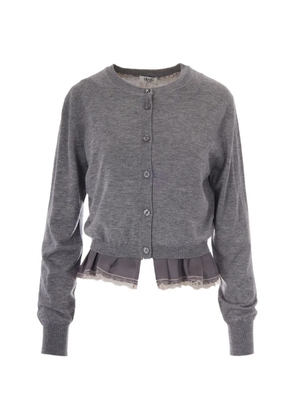 LIU JO lace-trim ruffled cardigan - Grey