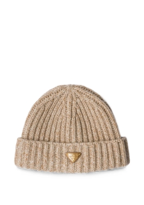 Prada mouliné cashmere and wool beanie - Neutrals