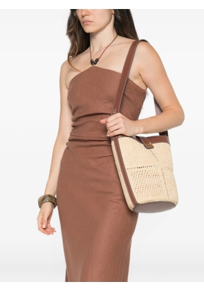 Anya Hindmarch patchwork leather-trim bucket bag - Neutrals