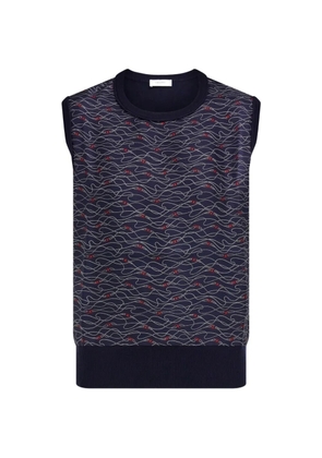 Ferragamo knitted top with silk panel detail - Blue