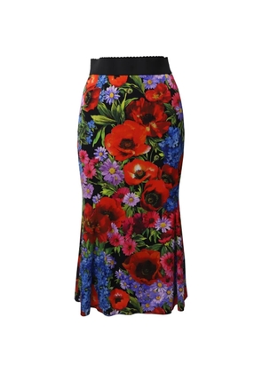 Dolce & Gabbana Pre-Owned floral-print silk midi skirt - Black