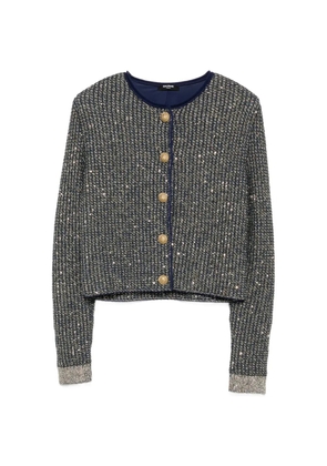 Balmain glittered tweed cardigan - Blue
