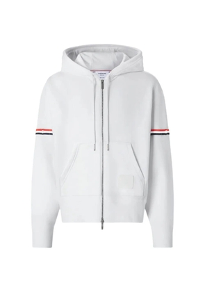 Thom Browne striped zip-up hoodie - White