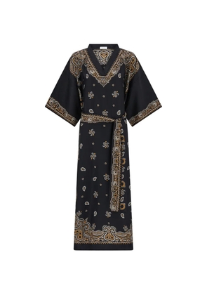 Ferragamo Arabesque print silk caftan - Black
