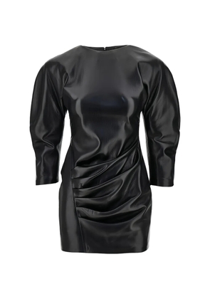 THE ANDAMANE ruched long-sleeve mini dress - Black