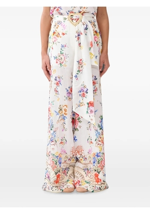 Camilla belted palazzo pants - White