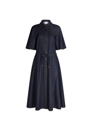 Patou midi belted button-front dress - Blue