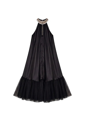 Mes Demoiselles embellished tulle-trim maxi dress - Black