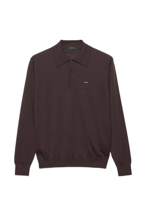 Prada long-sleeved superfine wool polo sweater - Brown