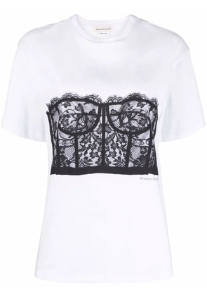 Alexander McQueen lace corset T-shirt - White