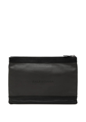 Balenciaga Pre-Owned 2016 Perforated Calfskin Navy Clip M clutch bag - Black