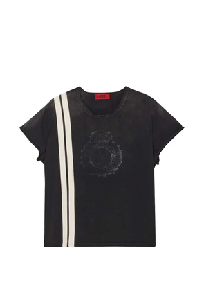 424 stripe-detail crest-print T-shirt - Black