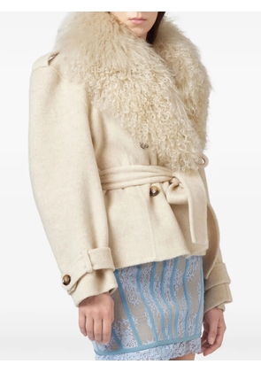 Giuseppe Di Morabito shearling-collar belted coat - Neutrals