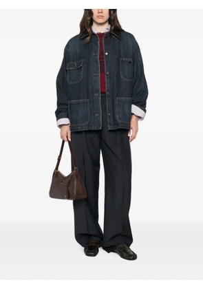 Prada leather-collar patch-pocket denim jacket - Blue