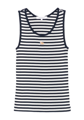 Maison Kitsuné striped fox-embroidered top - Blue