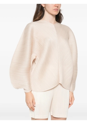 Pleats Please Issey Miyake pleated balloon-sleeve blouse - Neutrals